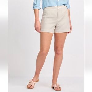 Studio Blue - High Rise Welt Pocket Tan Striped Shorts